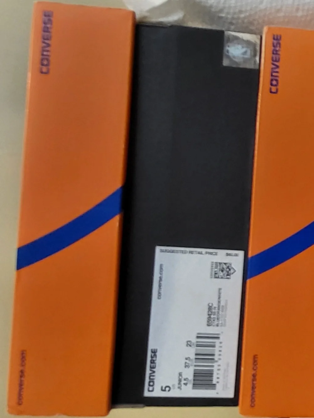 Converse Orange, Black and Blue Stacked Shoe Boxes